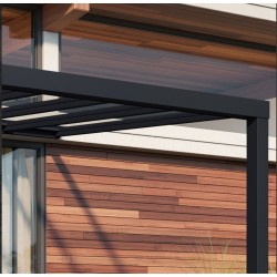 Pérgola de alumínio Stockholm Lean- 3.4x7.3m cinza antracite com telhado transparente Canopia