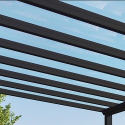 Pérgola de alumínio Stockholm Lean- 3.4x7.3m cinza antracite com telhado transparente Canopia