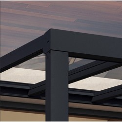 Pérgola de alumínio Stockholm Lean- 3.4x7.3m cinza antracite com telhado transparente Canopia