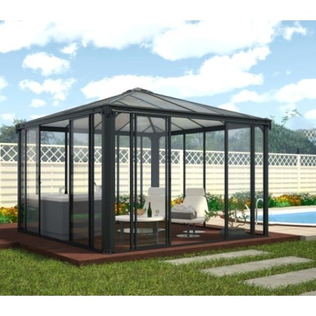 Ledro Gazebo da giardino recintato 3.6X3.6 tettoia trasparente e alluminio