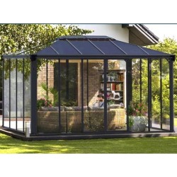 Ledro 4.3X3 Gazebo da giardino chiuso con tettoia trasparente e alluminio