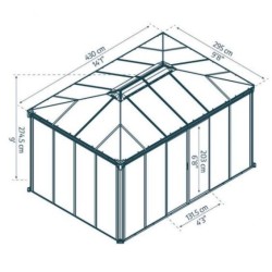 Ledro 4.3X3 Cenador de jardín cerrado transparente y de aluminio Canopia