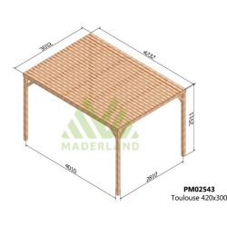 Tetto a pergola con doghe in legno Tolosa 4.2x3m 13m2