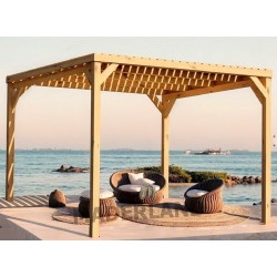 Telhado de pérgola com ripas de madeira Toulouse 5x3m 15m2