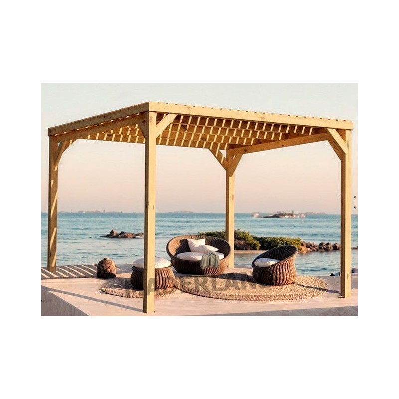 Techo de pérgola con lamas de madera Toulouse 5x3m 15m2