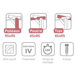 Tetto pergolato con doghe in legno Tolosa 6x3m 18m2