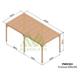 Tetto pergolato con doghe in legno Tolosa 6x3m 18m2