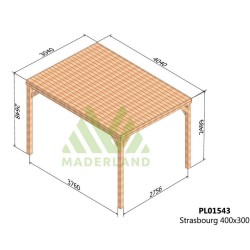 Techo de pérgola con lamas de madera Estrasburgo 4x3m 12m2