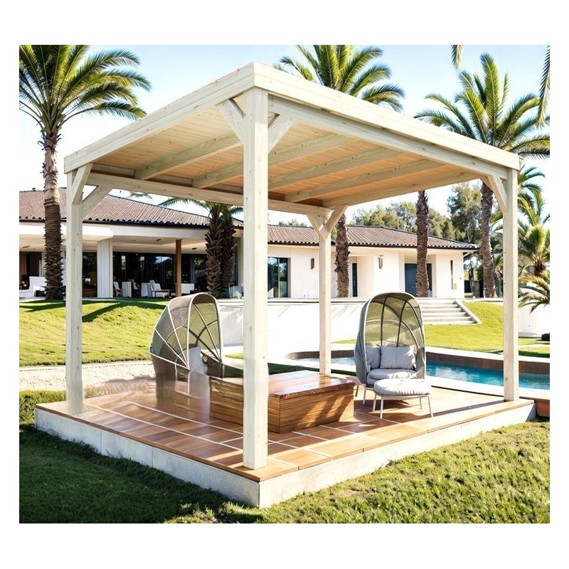 Pergola roof with wooden slats Strasbourg 4x4m 16m2