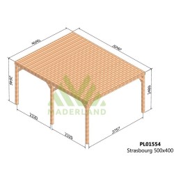 Pergola toiture en lames de bois Strasbourg 5x4m 20m2