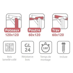 Techo de pérgola con lamas de madera Estrasburgo 6x3m 18m2