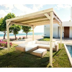 Pérgola coberta com telhado de madeira maciça Dijon 4x3m 12m2