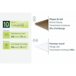 Garda 6X5.2 Gazebo da giardino chiuso con tettoia trasparente e alluminio