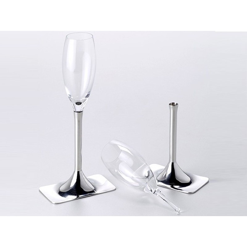 2 champanhe flautas com 2 suporta brilhante Tin OA1710 2 champanhe flautas com 2 suporta brilhante Tin OA1710